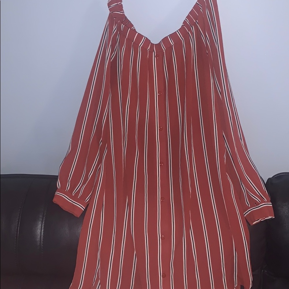 A strapless midi dress